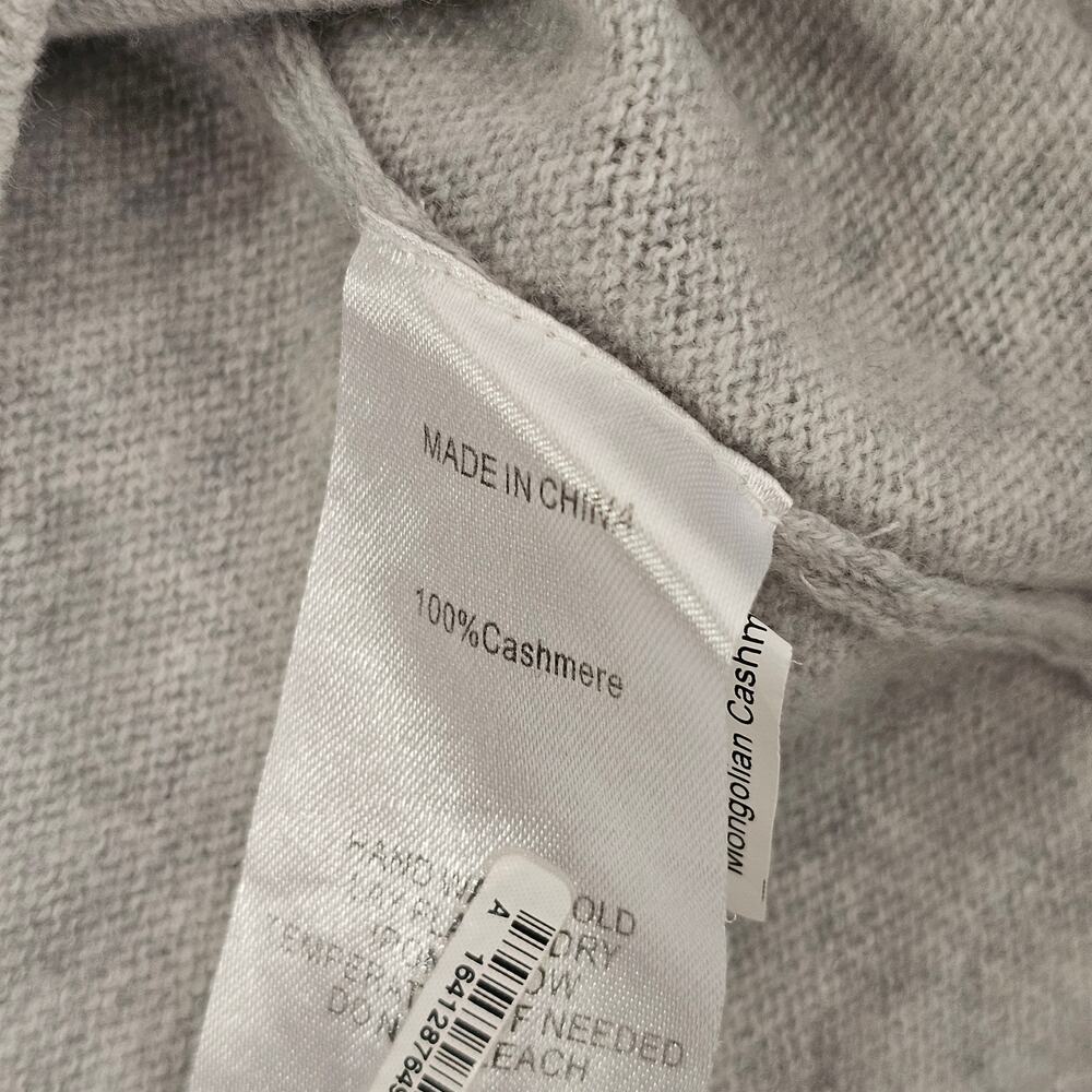 Quince Women's Light Gray 100% Mongolian Cashmere Tee Cozy Sweater Knit Top L - Picture 6 of 8